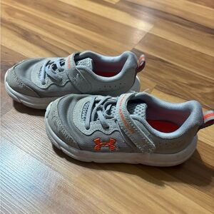 Under Armour Kids Gray and Orange Sneakers